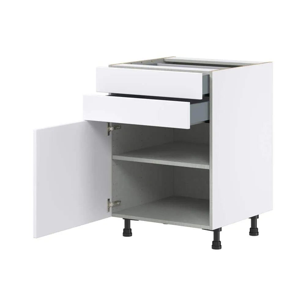 J COLLECTION Fairhope Bright White Slab Assembled Base Kitchen Cabinet with 2 Drawers (24 in. W x 34.5 in. H x 24 in. D), photo 7 of 12