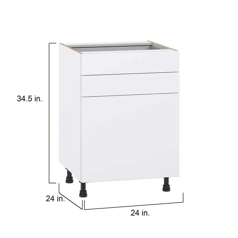 J COLLECTION Fairhope Bright White Slab Assembled Base Kitchen Cabinet with 2 Drawers (24 in. W x 34.5 in. H x 24 in. D), photo 4 of 12