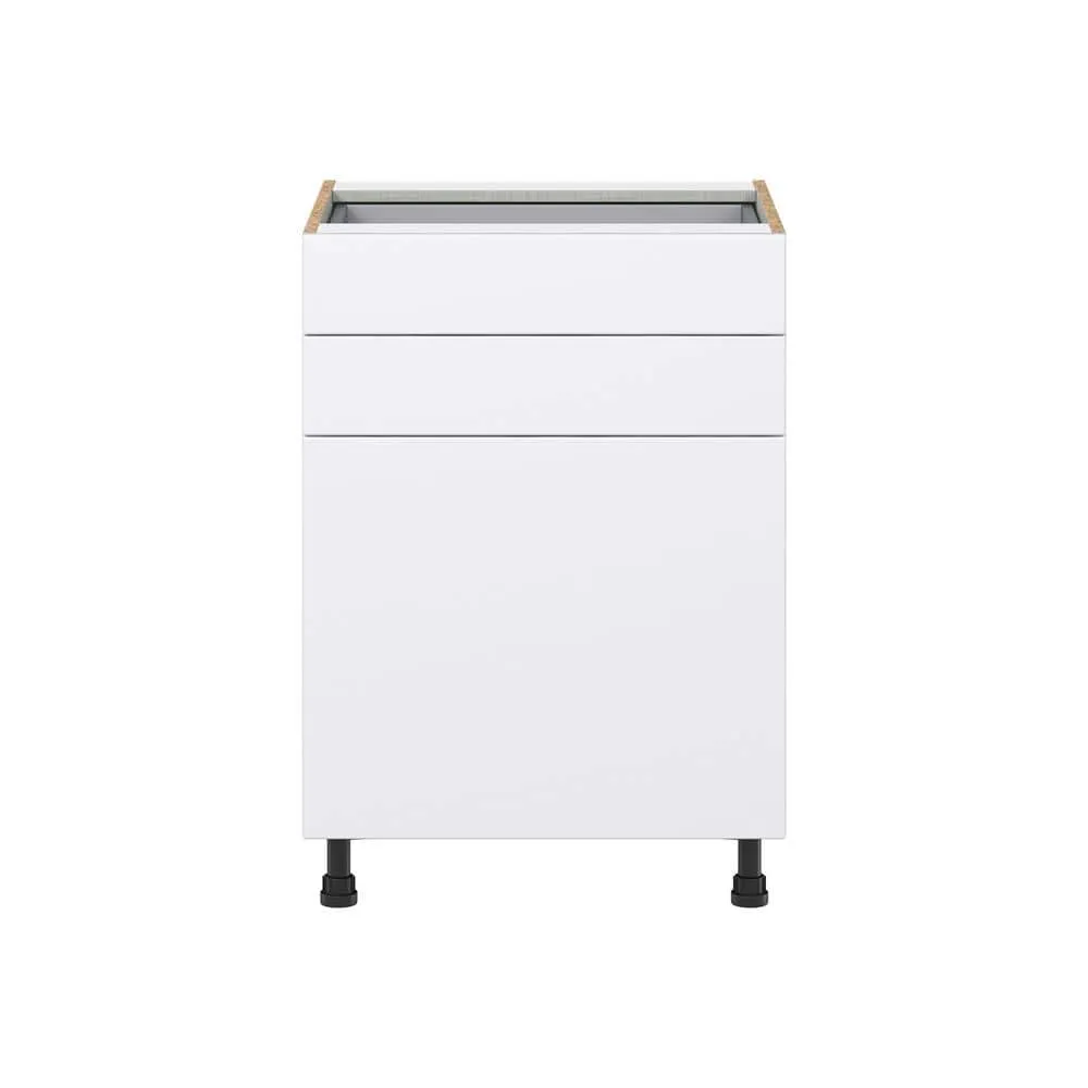 J COLLECTION Fairhope Bright White Slab Assembled Base Kitchen Cabinet with 2 Drawers (24 in. W x 34.5 in. H x 24 in. D), photo 8 of 12