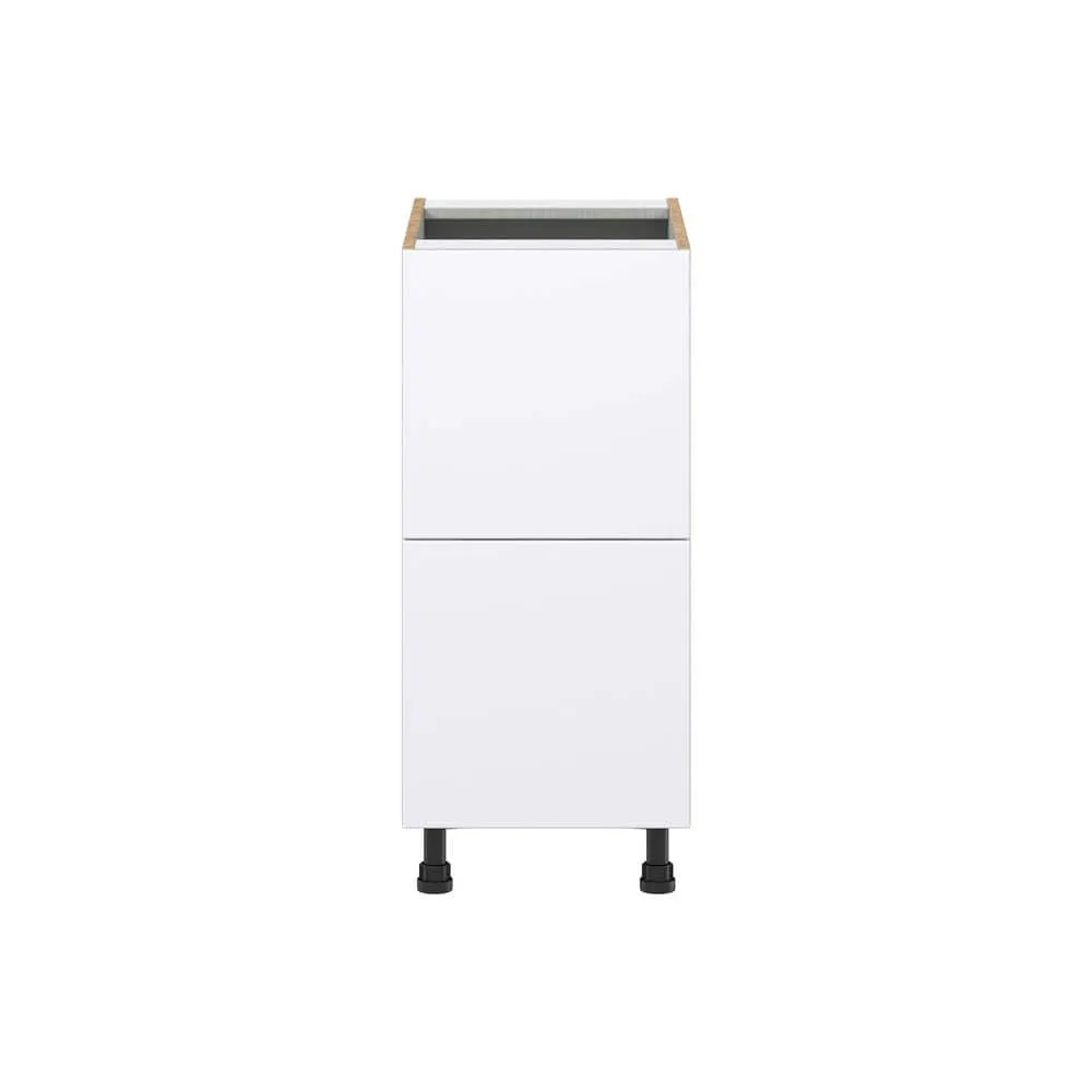 J COLLECTION Fairhope Bright White Slab Assembled Base Kitchen Cabinet with 2 Drawers (15 in. W x 34.5 in. H x 24 in. D), photo 7 of 12