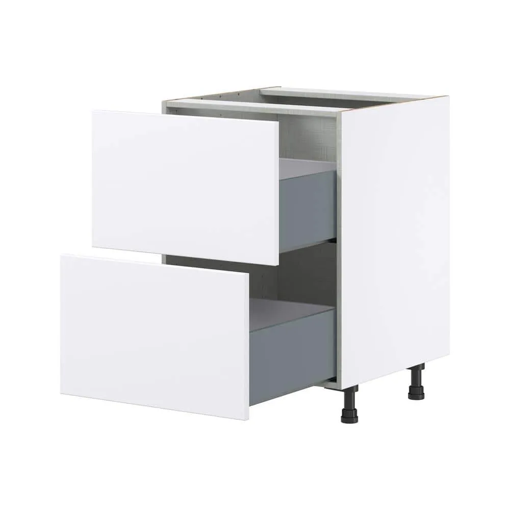 J COLLECTION Fairhope Bright White Slab Assembled Base Kitchen Cabinet with 2 Drawers (24 in. W x 34.5 in. H x 24 in. D), photo 7 of 12