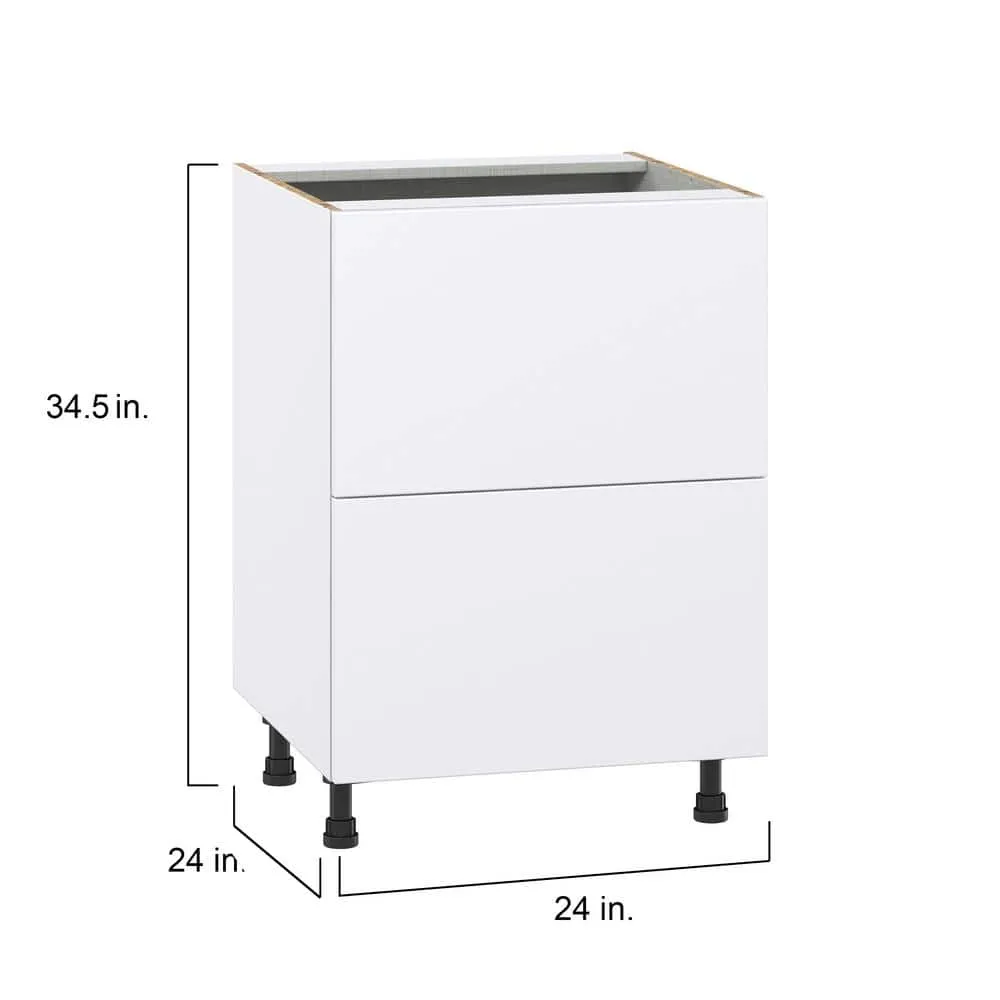 J COLLECTION Fairhope Bright White Slab Assembled Base Kitchen Cabinet with 2 Drawers (24 in. W x 34.5 in. H x 24 in. D), photo 4 of 12