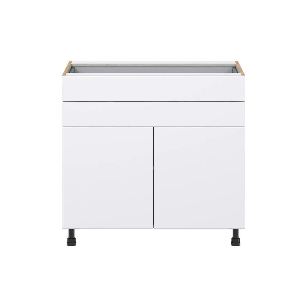 J COLLECTION Fairhope Bright White Slab Assembled Base Kitchen Cabinet with 2 Drawers (36 in. W x 34.5 in. H x 24 in. D), photo 8 of 12