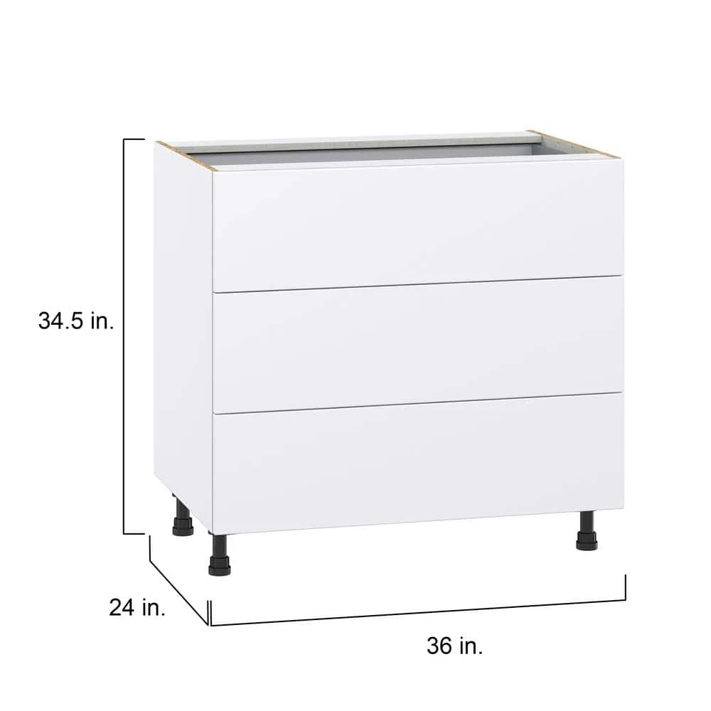 J COLLECTION Fairhope Bright White Slab Assembled Base Kitchen Cabinet with 4 Drawers (36 in. W x 34.5 in. H x 24 in. D), photo 4 of 12