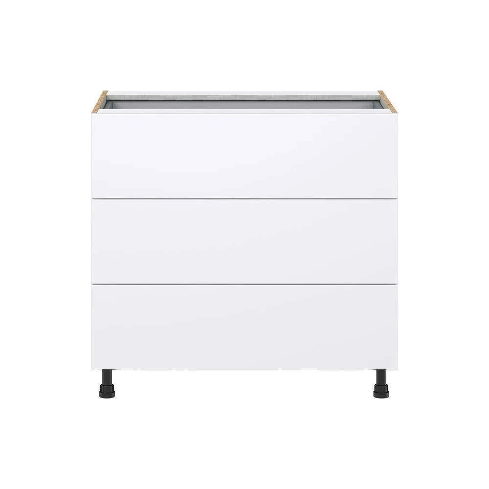 J COLLECTION Fairhope Bright White Slab Assembled Base Kitchen Cabinet with 4 Drawers (36 in. W x 34.5 in. H x 24 in. D), photo 8 of 12