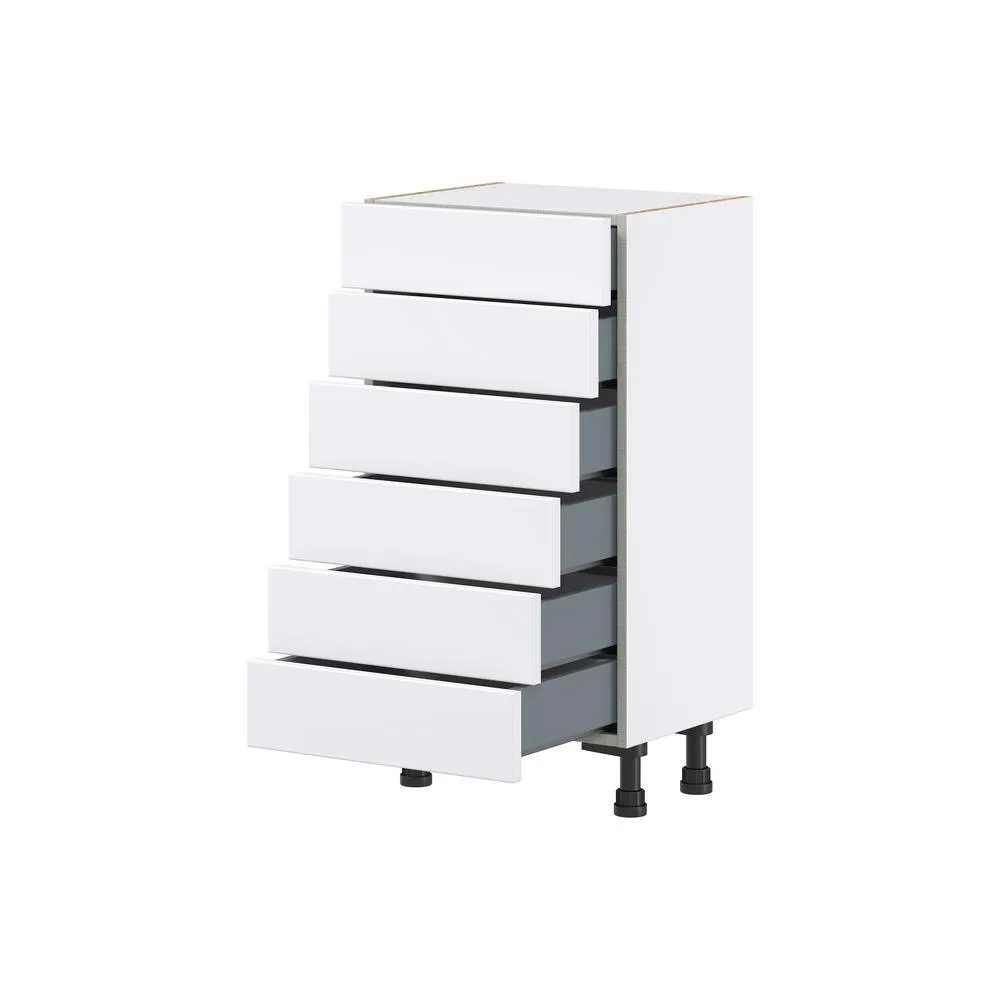 J COLLECTION Fairhope Bright White Slab Assembled Shallow Base Kitchen Cabinet with Drawers (18 in. W x 34.5 in. H x 14 in. D), photo 7 of 12