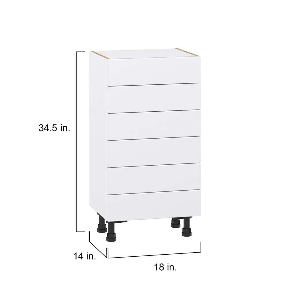 J COLLECTION Fairhope Bright White Slab Assembled Shallow Base Kitchen Cabinet with Drawers (18 in. W x 34.5 in. H x 14 in. D), photo 4 of 12