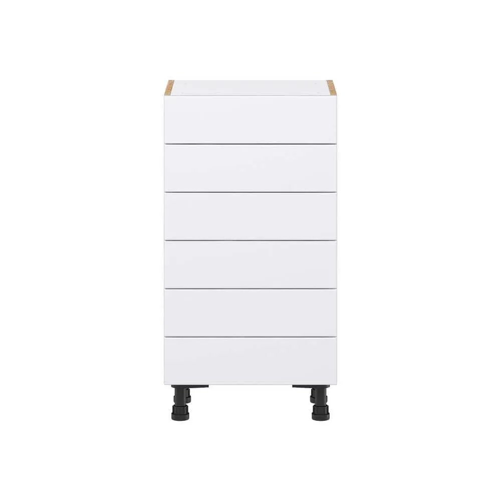 J COLLECTION Fairhope Bright White Slab Assembled Shallow Base Kitchen Cabinet with Drawers (18 in. W x 34.5 in. H x 14 in. D), photo 8 of 12