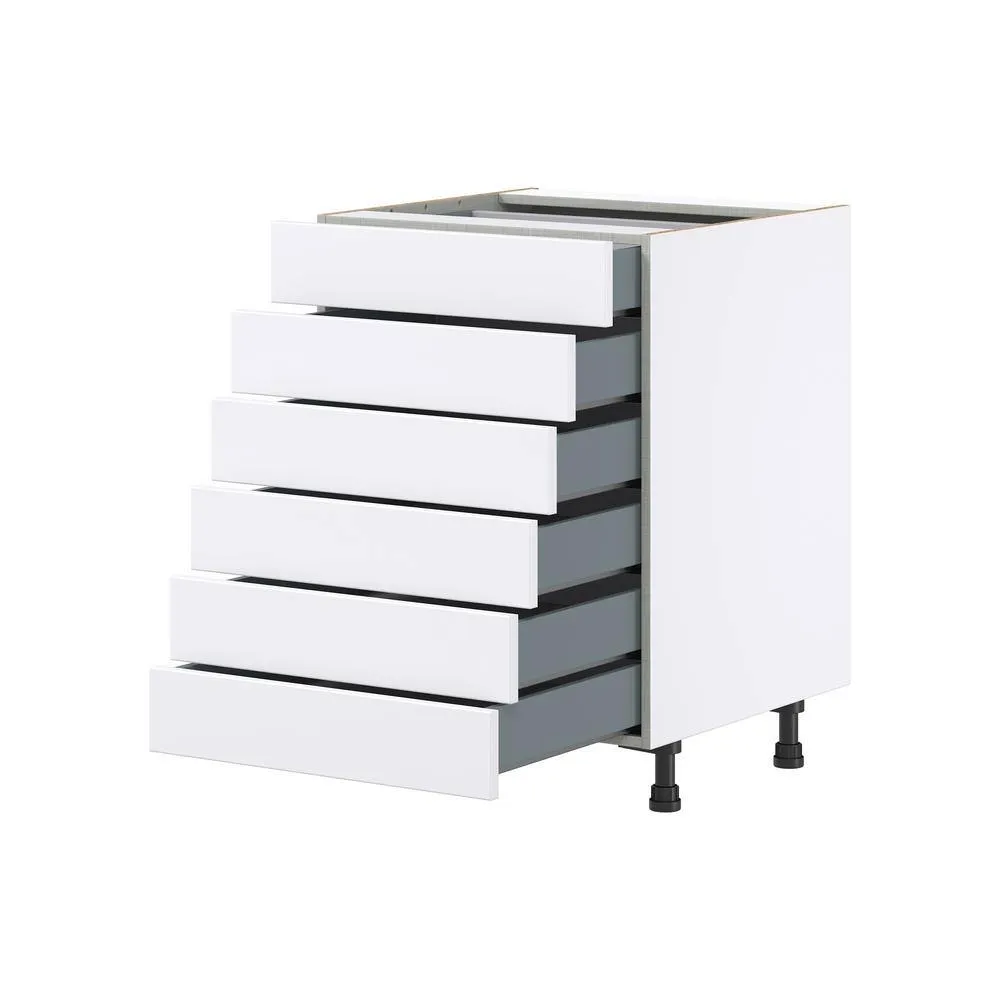 J COLLECTION Fairhope Bright White Slab Assembled Base Kitchen Cabinet with 6 Drawers (24 in. W x 34.5 in. H x 24 in. D), photo 7 of 12