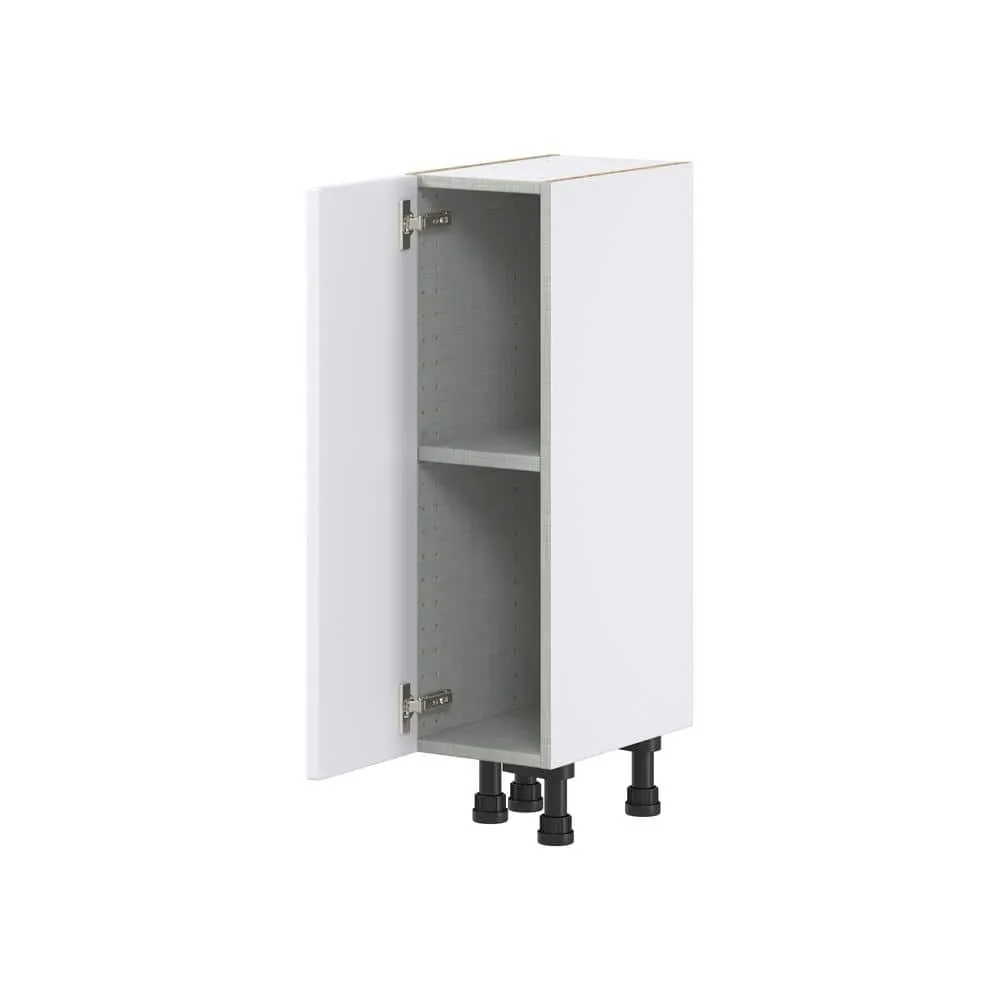 J COLLECTION Fairhope Bright White Slab Assembled Shallow Base Kitchen Cabinet with Door (9 in. W x 34.5 in. H x 14 in. D), photo 7 of 12