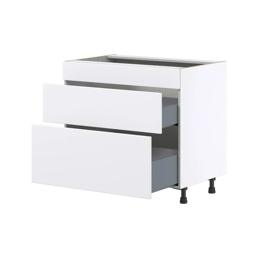 J COLLECTION Fairhope Bright White Slab Assembled Base Kitchen Cabinet for Cooktop with Drawer (36 in. W x 34.5 in. H x 24 in. D), photo 6 of 11