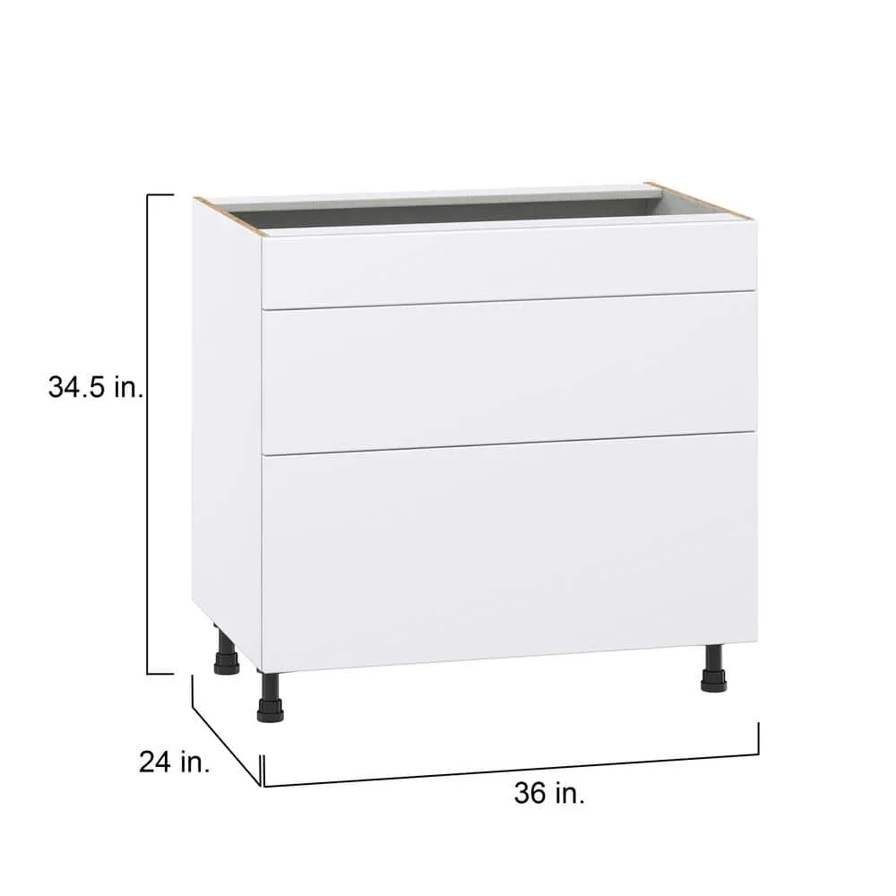 J COLLECTION Fairhope Bright White Slab Assembled Base Kitchen Cabinet for Cooktop with Drawer (36 in. W x 34.5 in. H x 24 in. D), photo 3 of 11