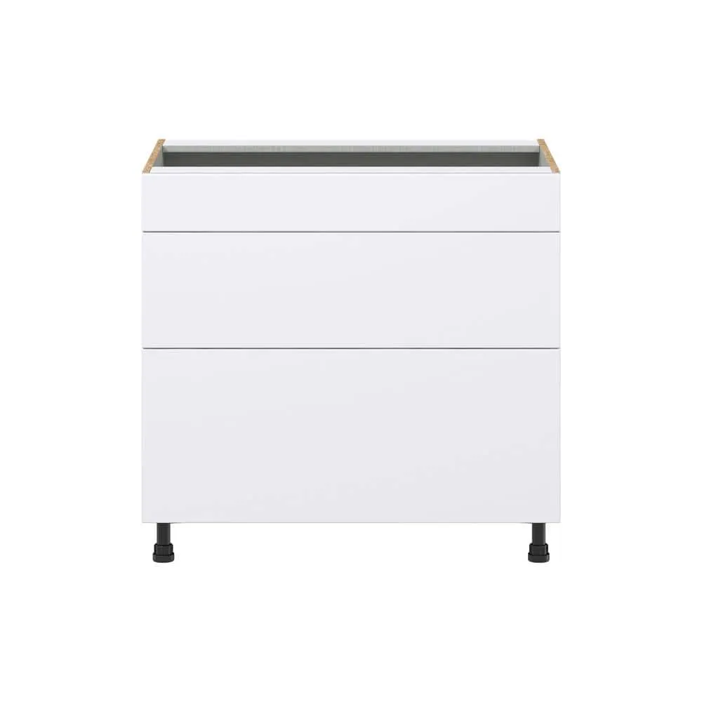 J COLLECTION Fairhope Bright White Slab Assembled Base Kitchen Cabinet for Cooktop with Drawer (36 in. W x 34.5 in. H x 24 in. D), photo 7 of 11