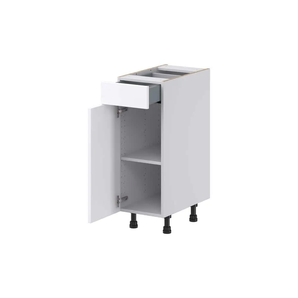 J COLLECTION Fairhope Bright White Slab Assembled Vanity Base Cabinet with 1 Drawer (12 in. W x 34.5 in. H x 21 in. D), photo 7 of 12