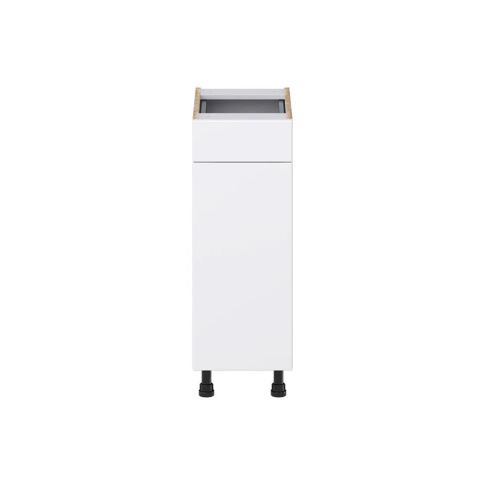 J COLLECTION Fairhope Bright White Slab Assembled Vanity Base Cabinet with 1 Drawer (12 in. W x 34.5 in. H x 21 in. D), photo 8 of 12