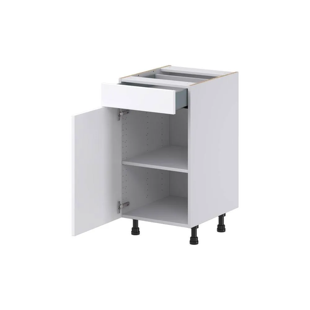 J COLLECTION Fairhope Bright White Slab Assembled Vanity Base Cabinet with 1 Drawer (18 in. W x 34.5 in. H x 21 in. D), photo 7 of 12