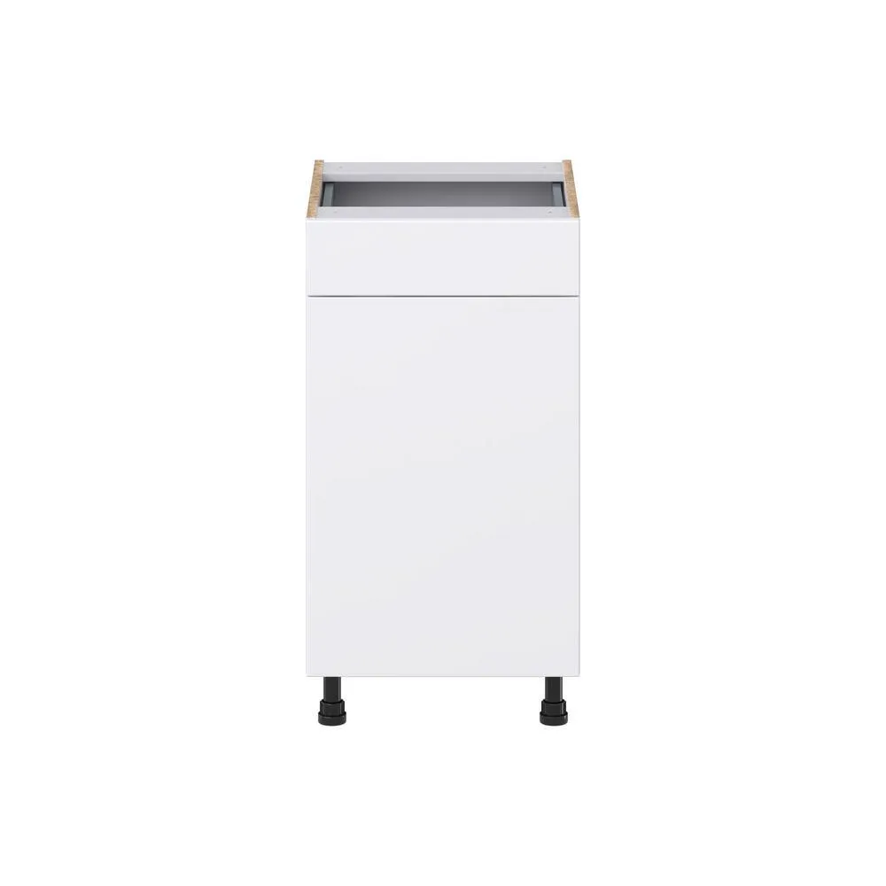 J COLLECTION Fairhope Bright White Slab Assembled Vanity Base Cabinet with 1 Drawer (18 in. W x 34.5 in. H x 21 in. D), photo 8 of 12