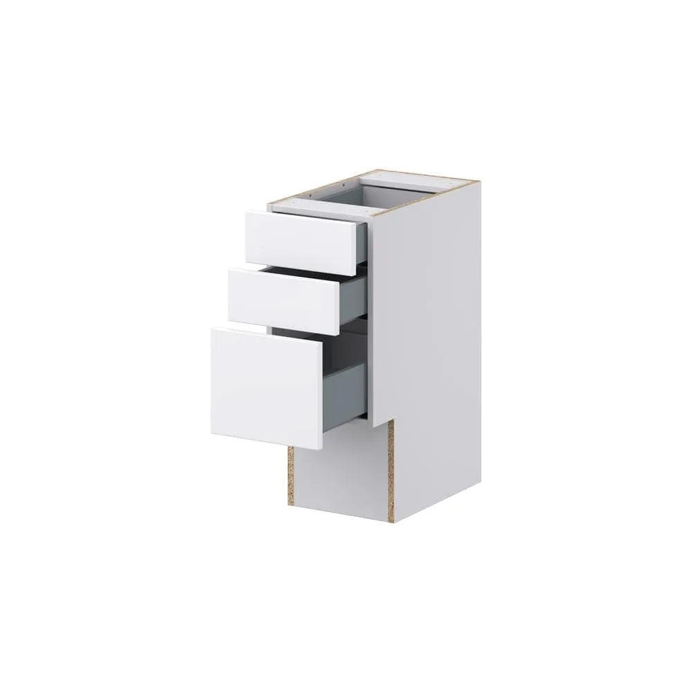 J COLLECTION Fairhope Bright White Slab Assembled Vanity ADA Drawer Base Cabinet with 3 Drawers (12 in. W x 30 in. H x 21 in. D), photo 7 of 12