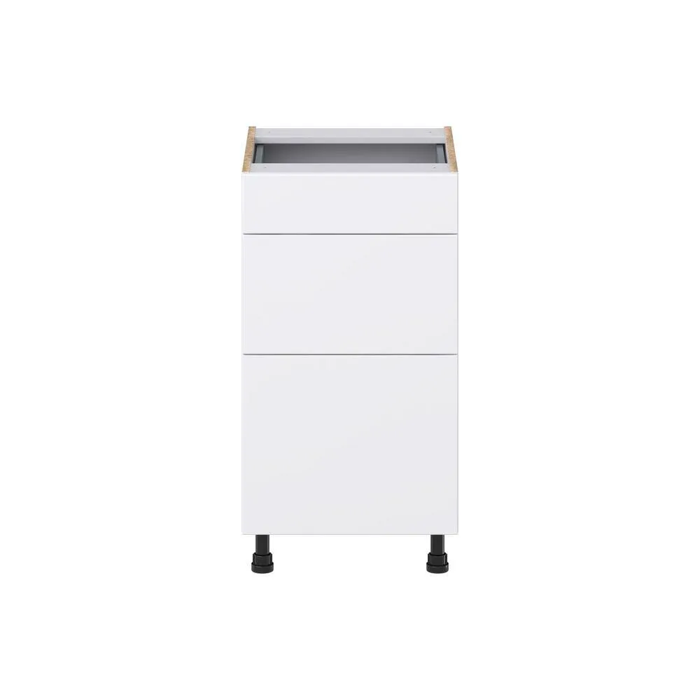 J COLLECTION Fairhope Bright White Slab Assembled Vanity Drawer Base Cabinet with 3 Drawers (18 in. W x 34.5 in. H x 21 in. D), photo 8 of 11