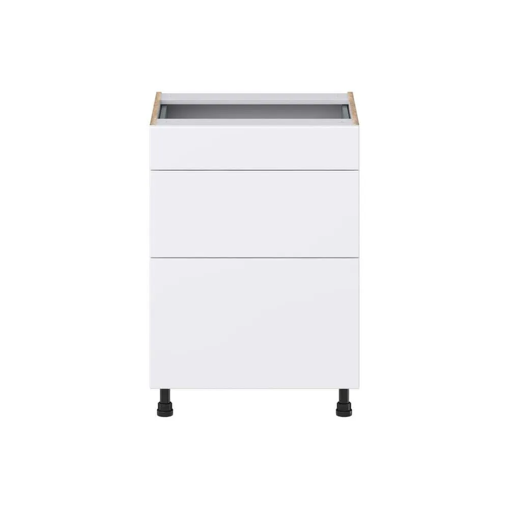 J COLLECTION Fairhope Bright White Slab Assembled Vanity Drawer Base Cabinet with 3 Drawers (24 in. W x 34.5 in. H x 21 in. D), photo 8 of 12
