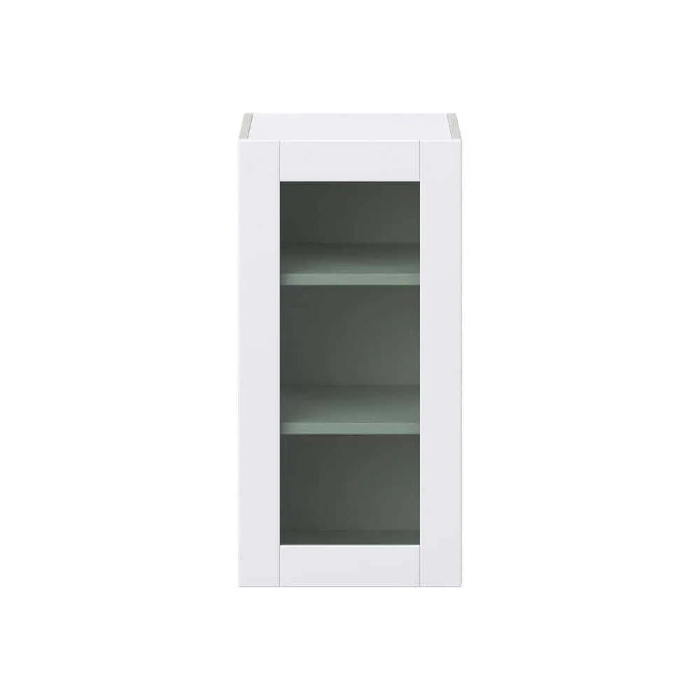 J COLLECTION Bright White Shaker Assembled Wall Kitchen Cabinet with Glass Door (15 in. W x 30 in. H x 14 in. D), photo 8 of 13