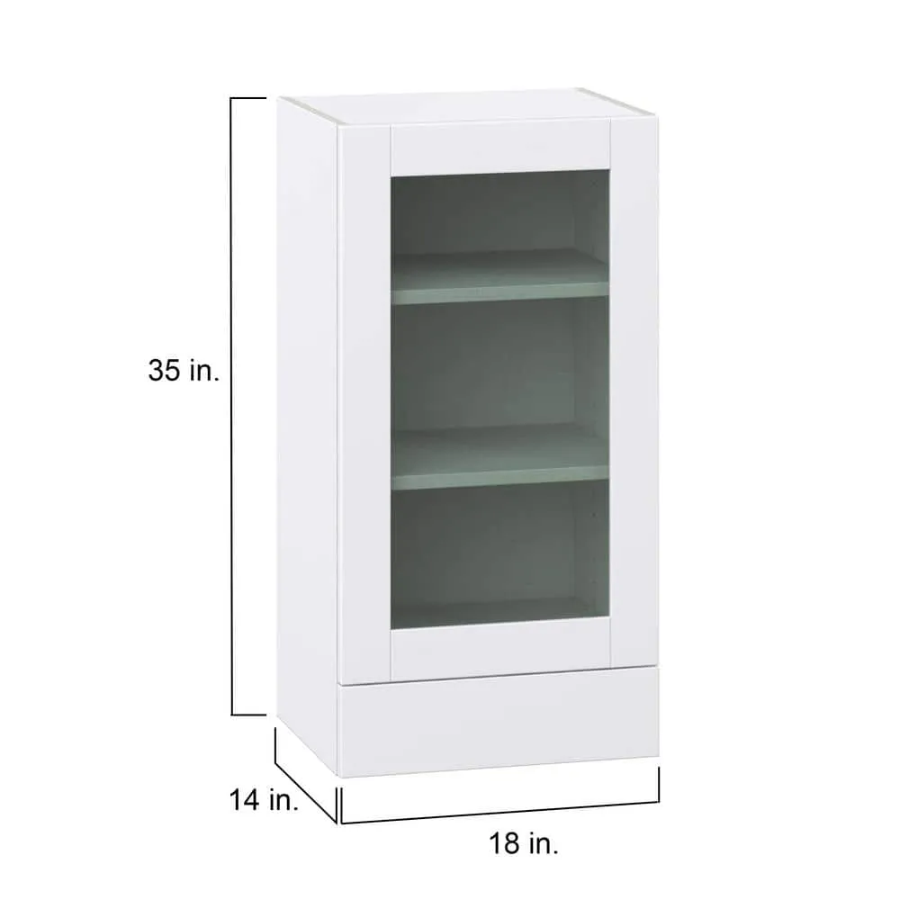 J COLLECTION Bright White Shaker Assembled Wall Kitchen Cabinet with Glass Door and 2-Drawer (18 in. W x 35 in. H x 14 in. D), photo 4 of 13