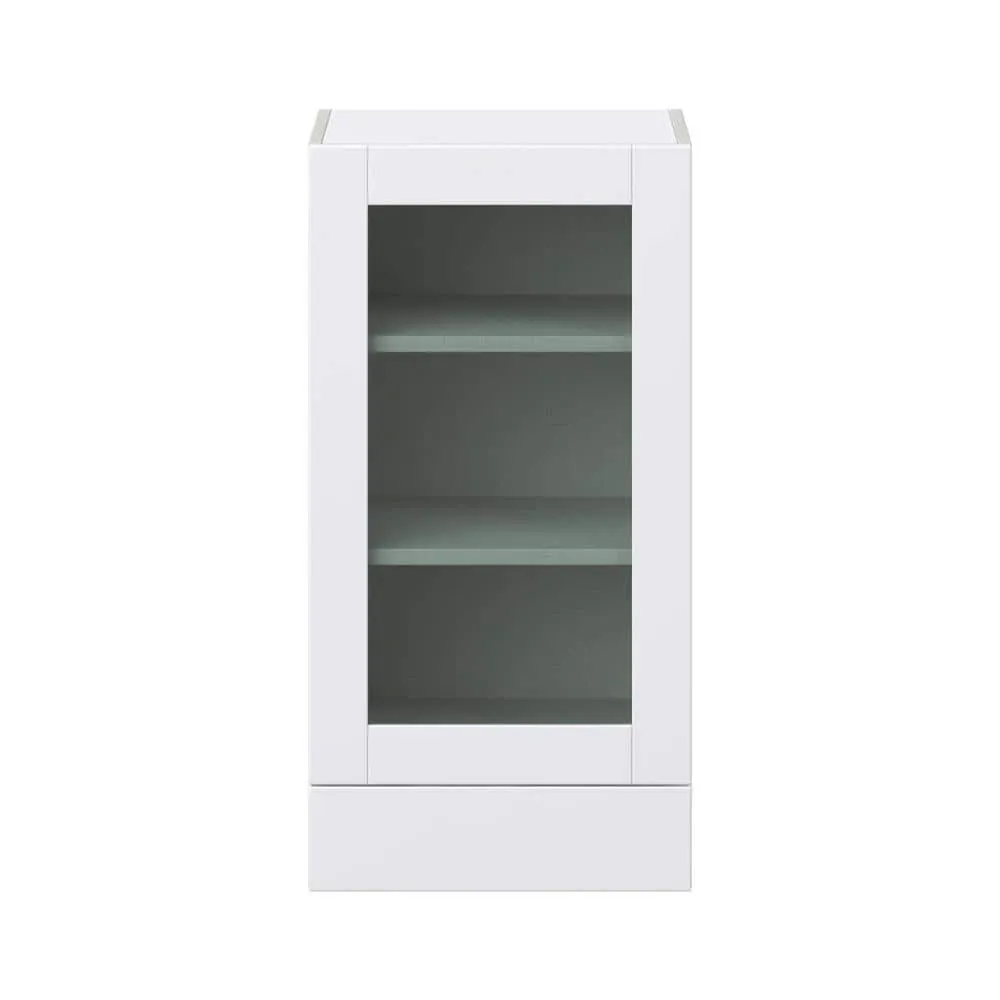 J COLLECTION Bright White Shaker Assembled Wall Kitchen Cabinet with Glass Door and 2-Drawer (18 in. W x 35 in. H x 14 in. D), photo 8 of 13