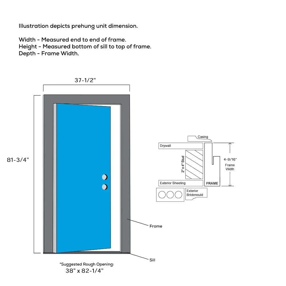 MMI Door 36 in. x 80 in. Celeste Left-Hand Inswing 4-Lite Frosted Painted Fiberglass Smooth Prehung Front Door 4-9/16 in. Frame, photo 2 of 2