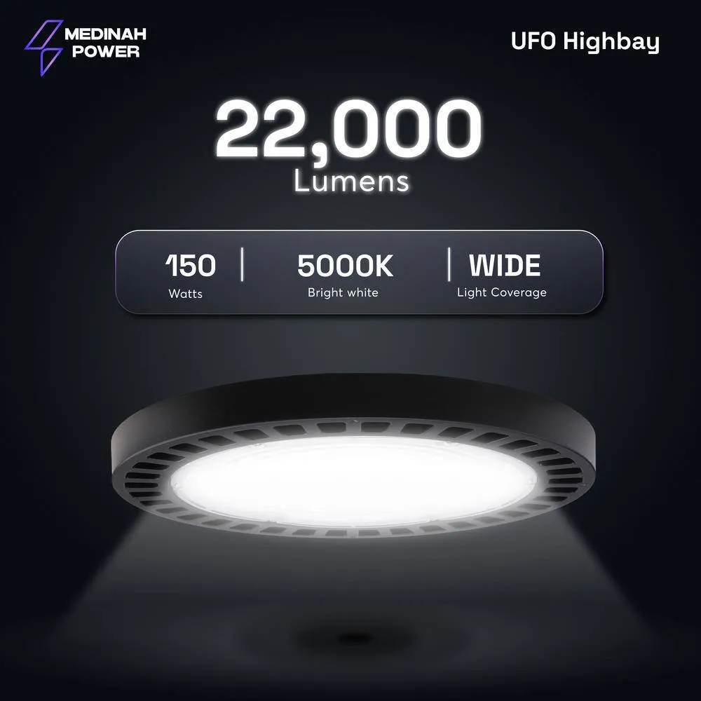 MEDINAH POWER 11 in. Round 400-Watt Equivalent Integrated LED Dimmable Bronze High Bay Light, 22000 Lumens, 5000K Daylight, photo 3 of 14