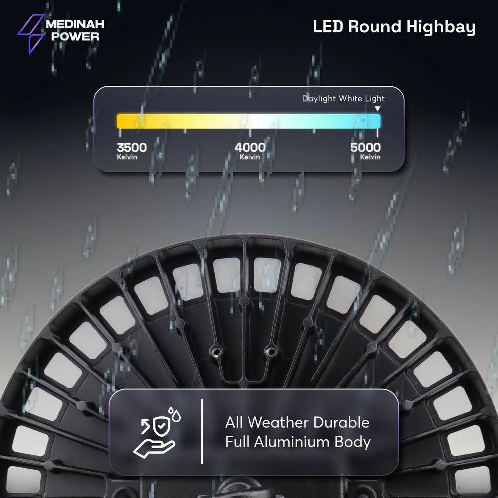 MEDINAH POWER 11 in. Round 400-Watt Equivalent Integrated LED Dimmable Bronze High Bay Light, 22000 Lumens, 5000K Daylight, photo 9 of 14