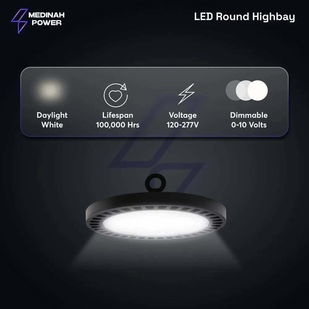 MEDINAH POWER 11 in. Round 400-Watt Equivalent Integrated LED Dimmable Bronze High Bay Light, 22000 Lumens, 5000K Daylight, photo 8 of 14