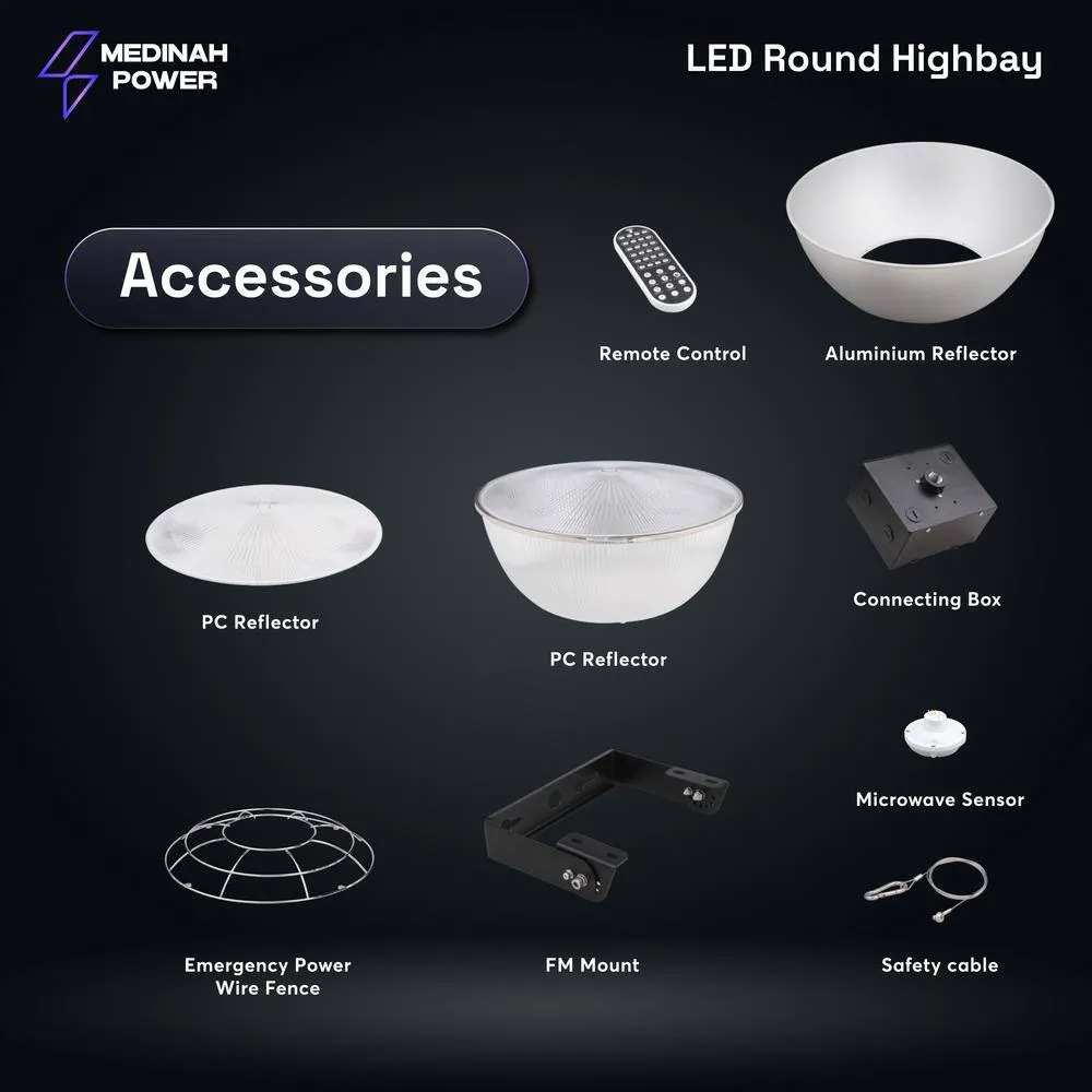 MEDINAH POWER 11 in. Round 1000-Watt Equivalent Integrated LED Dimmable Bronze High Bay Light, 35000 Lumens, 4000K Bright white light, photo 10 of 13