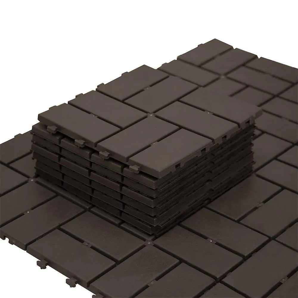 cadeninc 12 in. x 12 in. Brown Square Composite Decking Tiles, 4 Slat Plastic Outdoor Flooring Tile All Weather (Pack of 36), photo 5 of 5