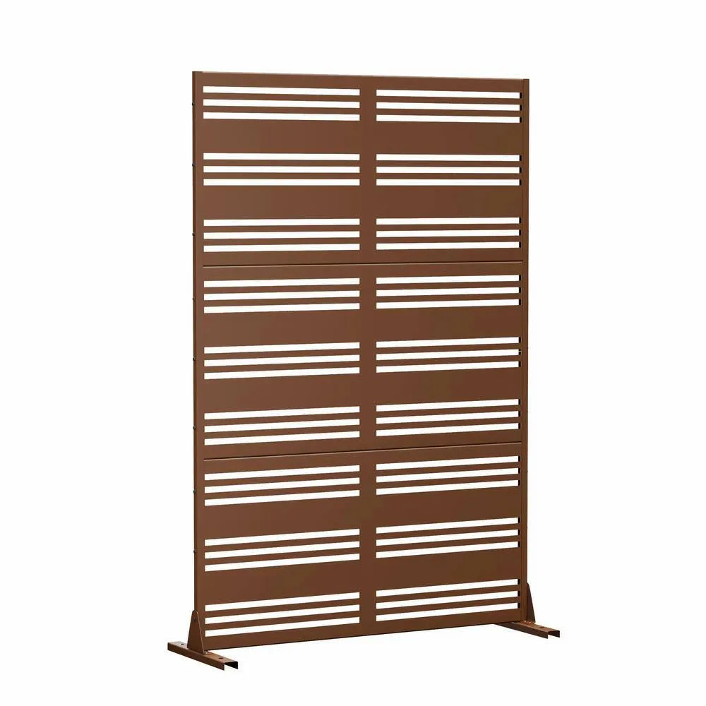 cadeninc 3.92 ft. x 6 ft. Outdoor and Indoor Freestanding Metal Privacy Screen - Brown, photo 4 of 7