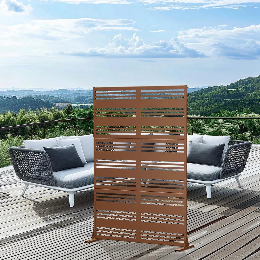 cadeninc 3.92 ft. x 6 ft. Outdoor and Indoor Freestanding Metal Privacy Screen - Brown, photo 5 of 7