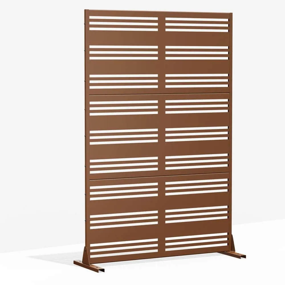 cadeninc 3.92 ft. x 6 ft. Outdoor and Indoor Freestanding Metal Privacy Screen - Brown, photo 3 of 7