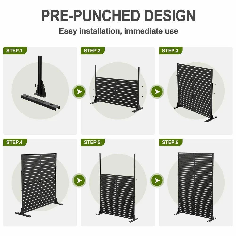 cadeninc 3.92 ft. x 6 ft. Outdoor and Indoor Freestanding Metal Privacy Screen - Brown, photo 7 of 7