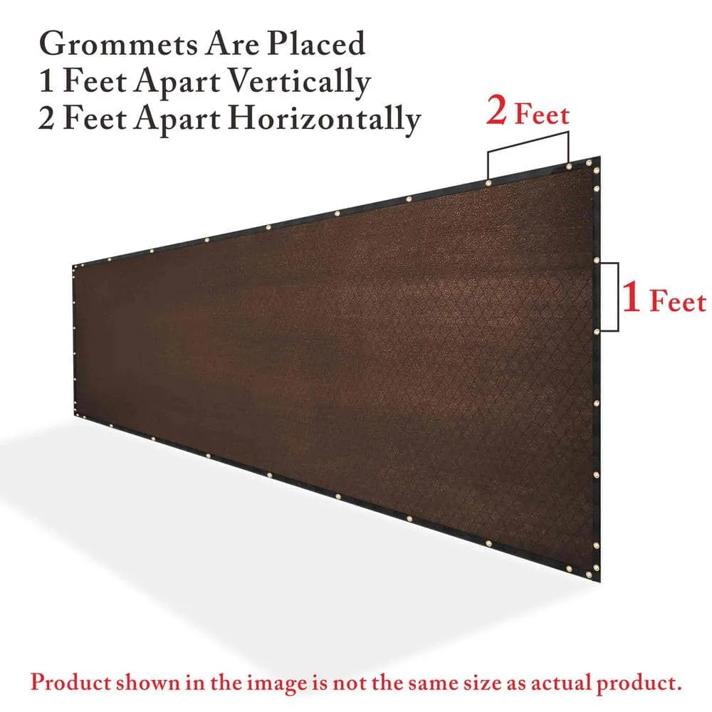 COLOURTREE 4 ft. x 49 ft. Brown Privacy Fence Screen HDPE Mesh Windscreen with Reinforced Grommets for Garden Fence (Custom Size), photo 5 of 12