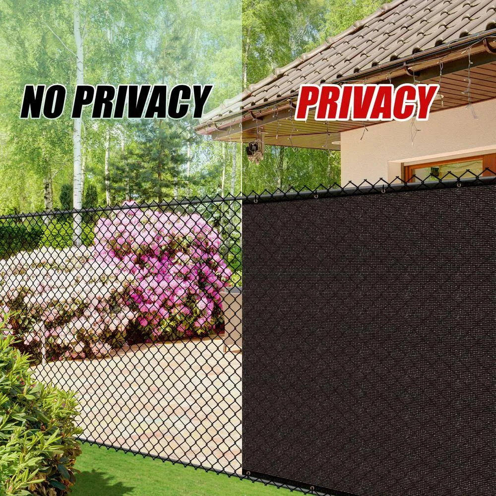 COLOURTREE 4 ft. x 49 ft. Brown Privacy Fence Screen HDPE Mesh Windscreen with Reinforced Grommets for Garden Fence (Custom Size), photo 10 of 12