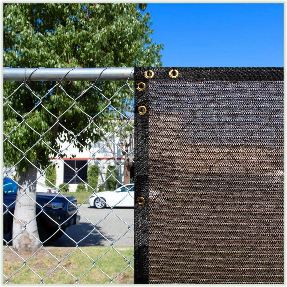 COLOURTREE 6 ft. x 120 ft. Brown Privacy Fence Screen HDPE Mesh Windscreen with Reinforced Grommets for Garden Fence (Custom Size), photo 7 of 12