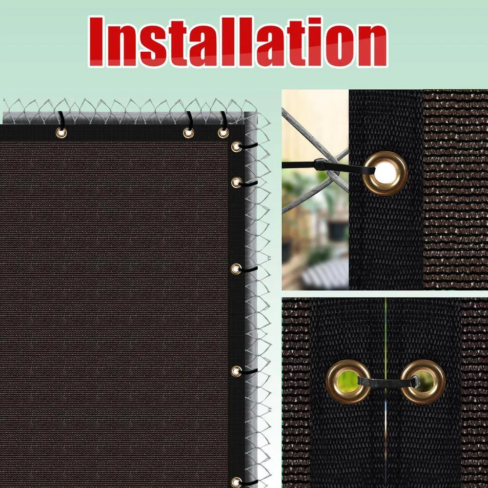 COLOURTREE 8 ft. x 128 ft. Brown Privacy Fence Screen HDPE Mesh Netting with Reinforced Grommets for Garden Fence (Custom Size), photo 9 of 12
