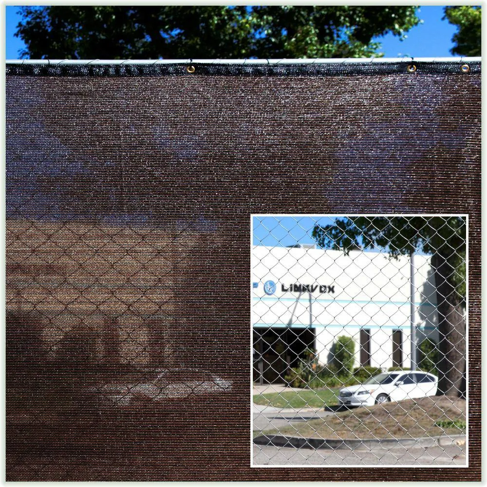 COLOURTREE 8 ft. x 128 ft. Brown Privacy Fence Screen HDPE Mesh Netting with Reinforced Grommets for Garden Fence (Custom Size), photo 8 of 12