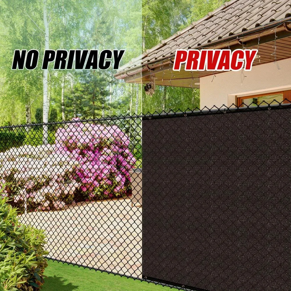 COLOURTREE 8 ft. x 66 ft. Brown Privacy Fence Screen HDPE Mesh Windscreen with Reinforced Grommets for Garden Fence (Custom Size), photo 10 of 12