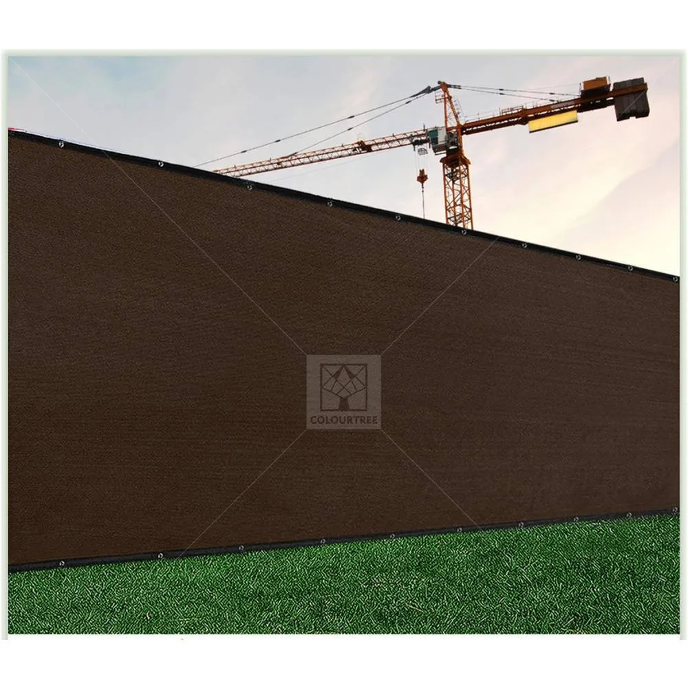 COLOURTREE 4 ft. x 12 ft. Brown Privacy Fence Screen Mesh Fabric Cover Windscreen with Reinforced Grommets for Garden Fence, photo 7 of 12