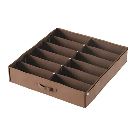 27 × 24 in 12-Pair Brown Fabric Underbed Shoe Storage