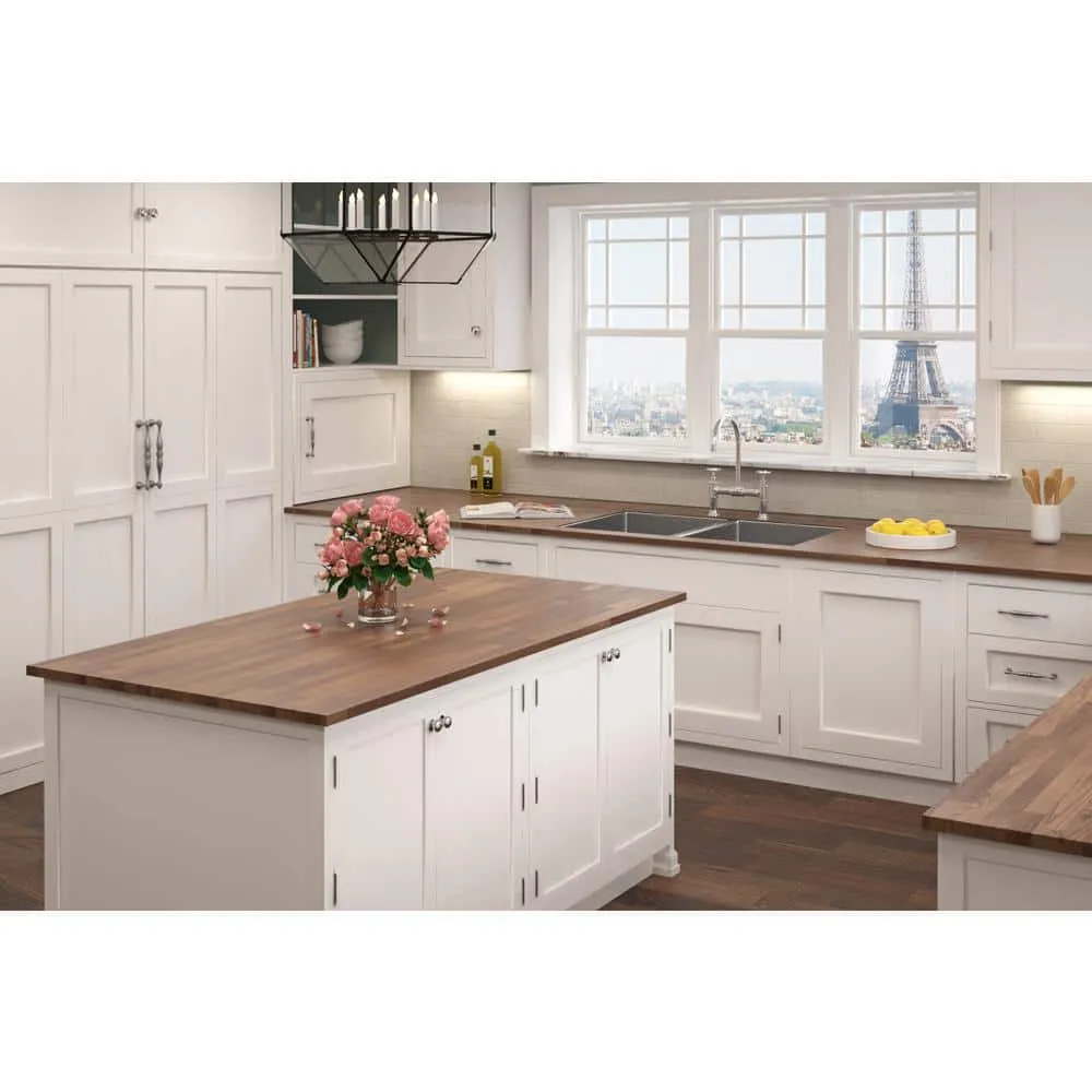 Interbuild 8 ft. L x 25.5 in. D, Acacia Butcher Block Standard Countertop in Brown with Square Edge, photo 5 of 9