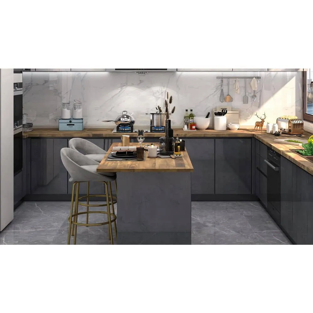 Interbuild 8 ft. L x 25.5 in. D, Acacia Butcher Block Standard Countertop in Brown with Square Edge, photo 3 of 9