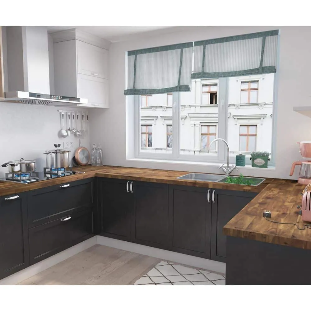 Interbuild 8 ft. L x 25.5 in. D, Acacia Butcher Block Standard Countertop in Brown with Square Edge, photo 4 of 9