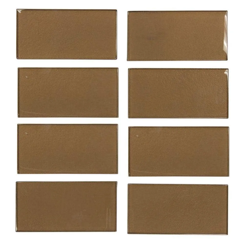 Jeffrey Court Lava Cake Cold Spray Browns/Tans 3 in. x 6 in. Glossy Glass Wall Tile (1 sq. ft. / pack), photo 5 of 6