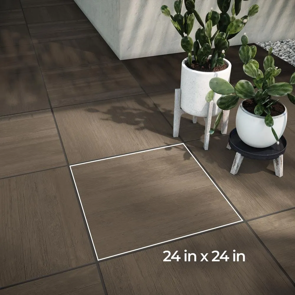 Corso Italia Foresta Brown 24 in. x 24 in. x 0.75 in. Wood Look Porcelain Paver, photo 4 of 7